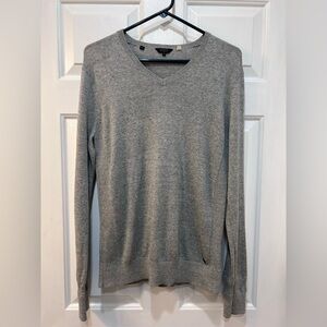 Men's Guess Y2K Pullover Sweater Gray V Neck Long Sleeve 100% Cotton Size M